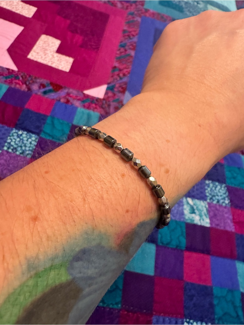 Hematite Beaded Stretch Bracelet - Sleek Gray Womens Jewelry